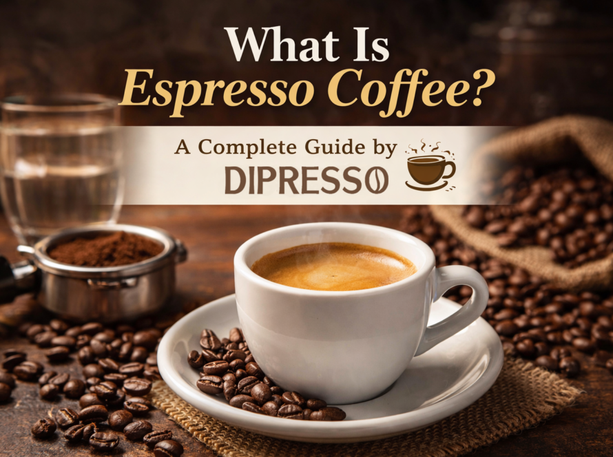 What is espresso coffee served with rich crema at DIPRESSO
